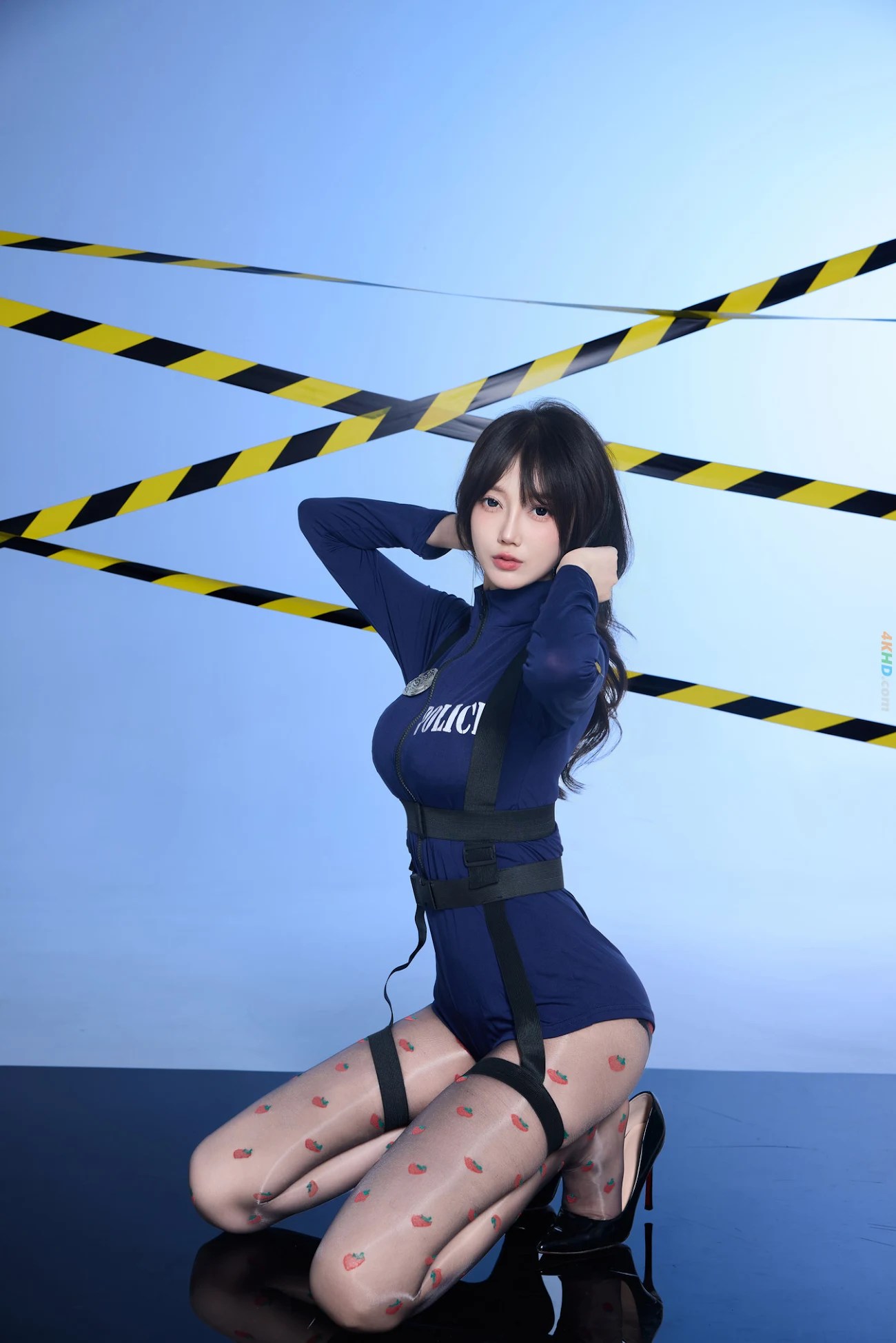 玥儿玥 内购无水印 蓝色性感制服