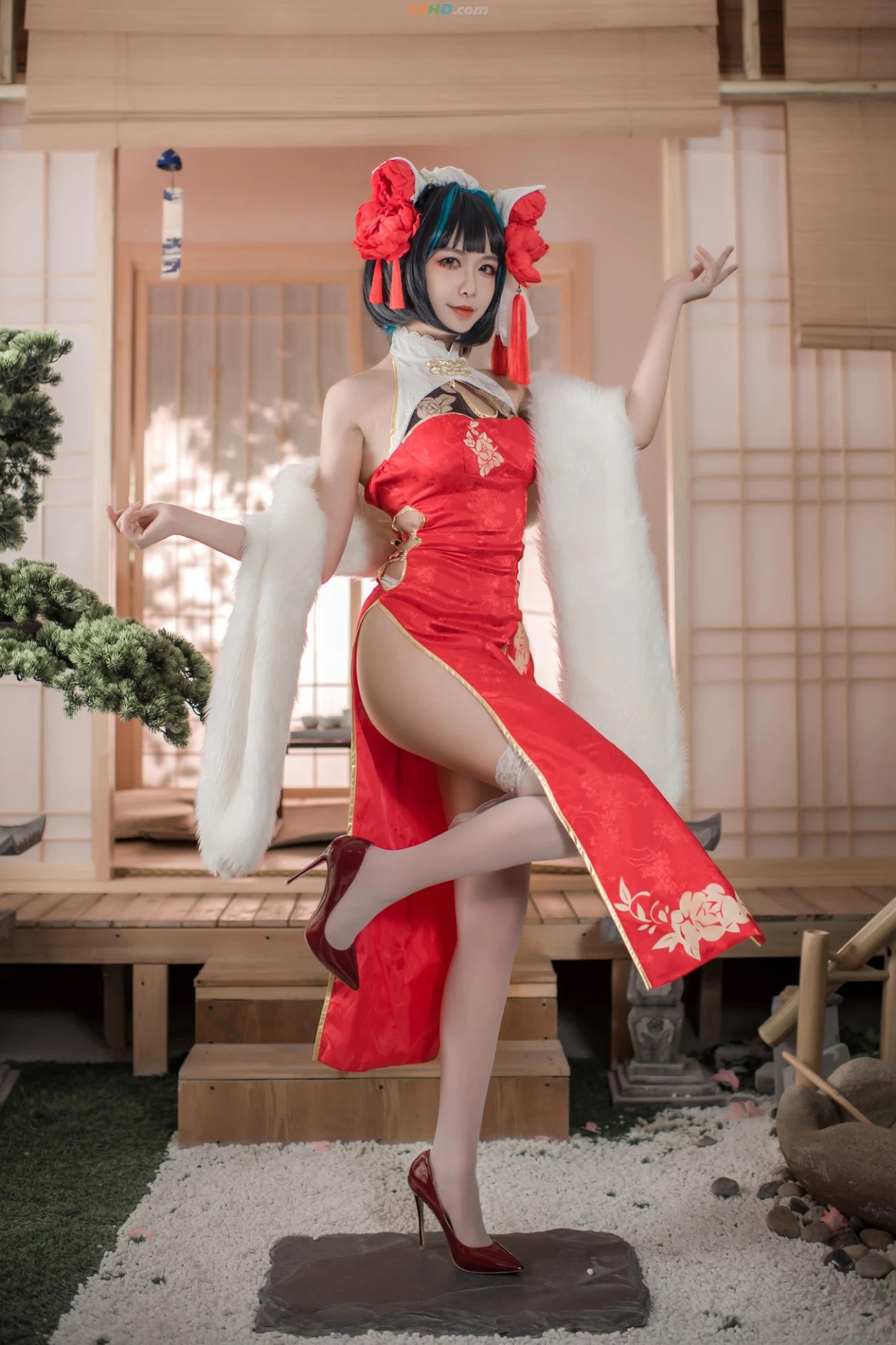 源纱希喵喵喵 柴郡红色旗袍